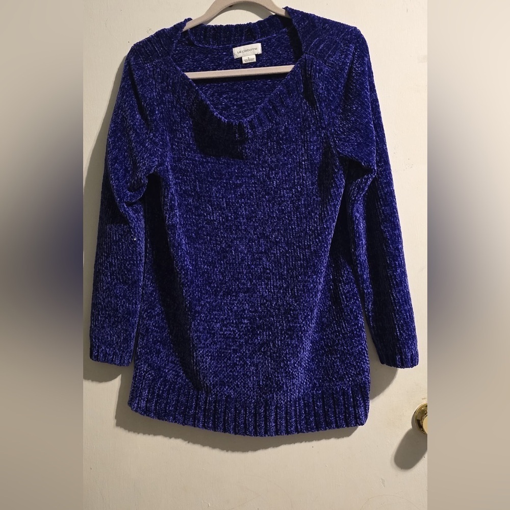 Liz Claiborne Women's V-Neck Sweater in Rich Blue - Picture 3 of 13